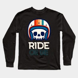 Biker Skull Retro Motorcycle Long Sleeve T-Shirt